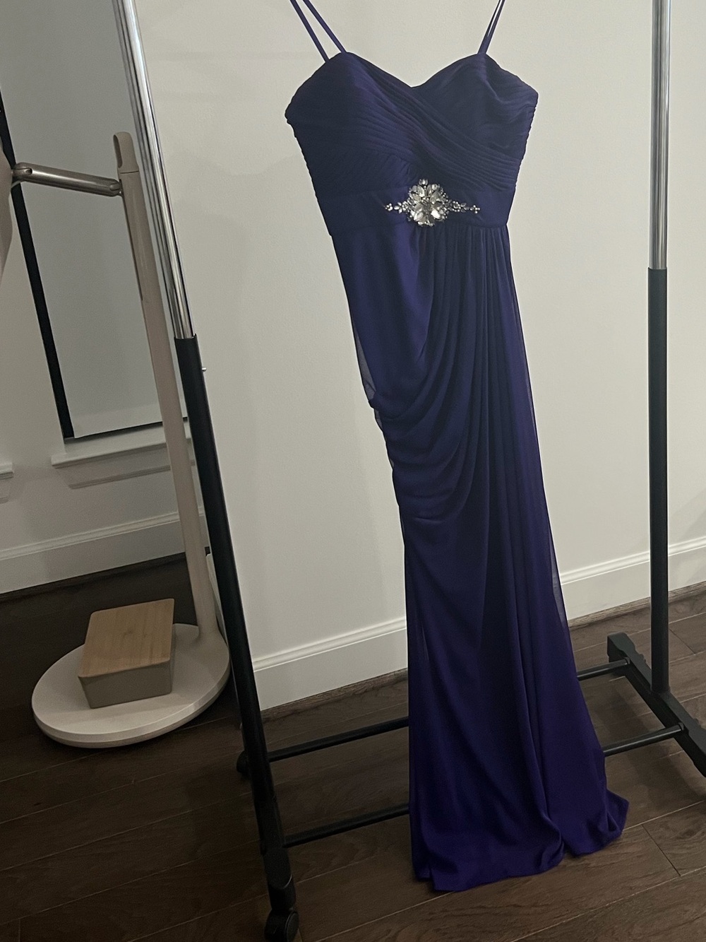 Adrianna Papell Deep Purple Beaded Waist Prom Gown